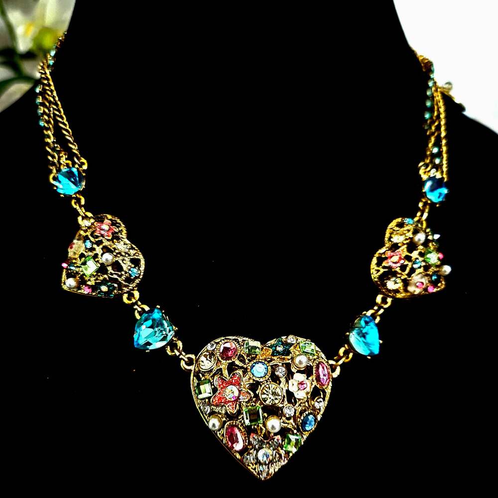 Betsey Johnson Multi-Charm Heart Necklace